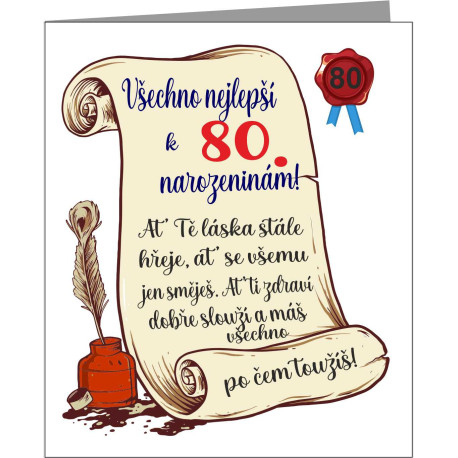 Papírové přání k 80 narozeninám v ornamentu