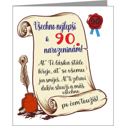 Upřimné přání k 90 narozeninám v ornamentu