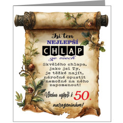 Papírové přání k 50 narozeninám pro muže