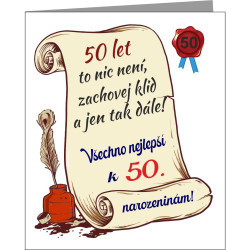 Přání s vtipným tetem k 50 narozeninám pro muže i ženy