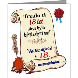 Vtipné přání k 18 narozeninám pro ženu