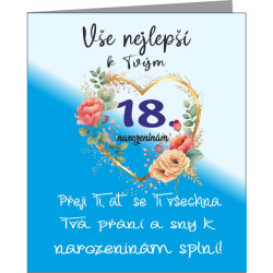 Přání k 18 narozeninám pro ženu s vtipným textem - modré
