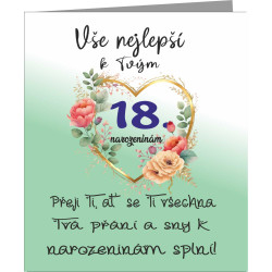 Přání k 18 narozeninám pro ženu s vtipným textem - zelené