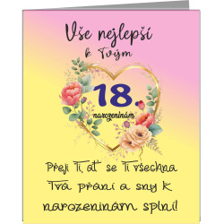 Přání k 18 narozeninám pro ženu s vtipným textem - růžové