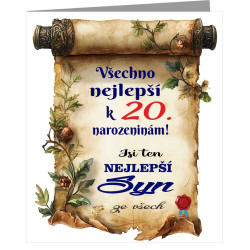Přání k 20 narozeninám - Jsi ten nejlepší syn ze všech