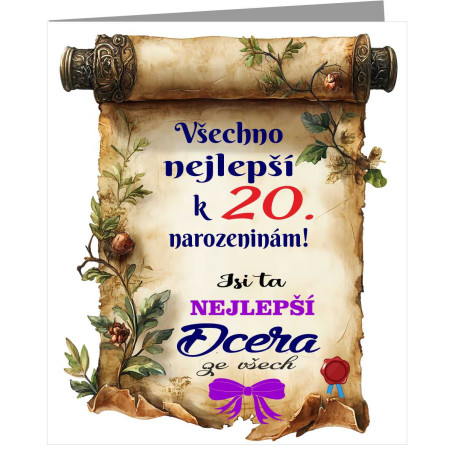 Blahopřání k 20 narozeninám - Jsi ta nejlepší dcera ze všech