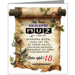 Přání k 18 narozeninám - Jsi ten nejlepší muž ze všech
