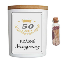 Luxusní vonná svíčka s etiketou 50 let - Krásné narozeniny
