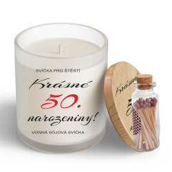 Vonná sojová svíčka k 50 narozeninám