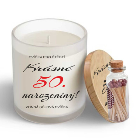 Vonná sójová svíčka – Krásné 50 narozeniny