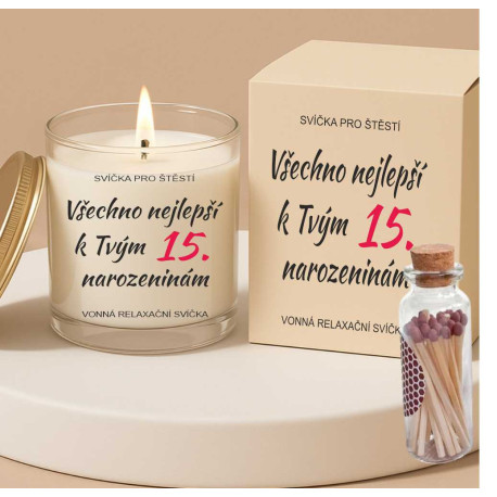 Dárková svíčka k 15 narozeninám