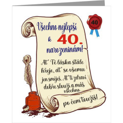Papírové přání k 40 narozeninám v ornamentu