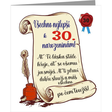 Vtipné přání k 30 narozeninám v ornamentu