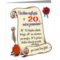 Upřimné přání k 20 narozeninám v ornamentu