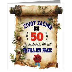 Vtipné přání k 50 narozeninám - Život začíná v 50 letech