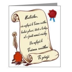 Přání k svátku pro babičku s bonbony