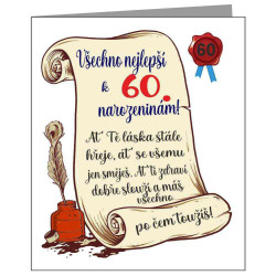 Originální papírové přání k 60 narozeninám v ornamentu