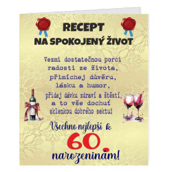 Přání k 60 narozeninám - Recept na spokojený život