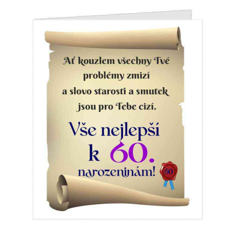 Přání k 60 narozeninám - Recept na spokojený život