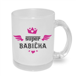 Hrnek Super babička s potiskem korunky a křidýlek