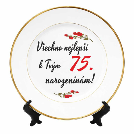 Talíř k 75. narozeninám s přáním