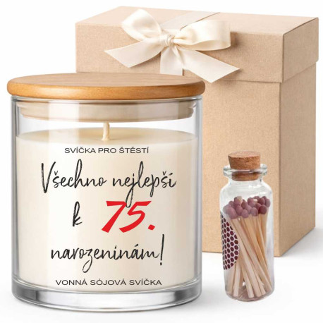 Dárek k 75 narozeninám - vonná svíčka s přáním