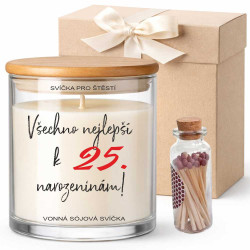 Vonná svíčka k 25 narozeninám s přáním