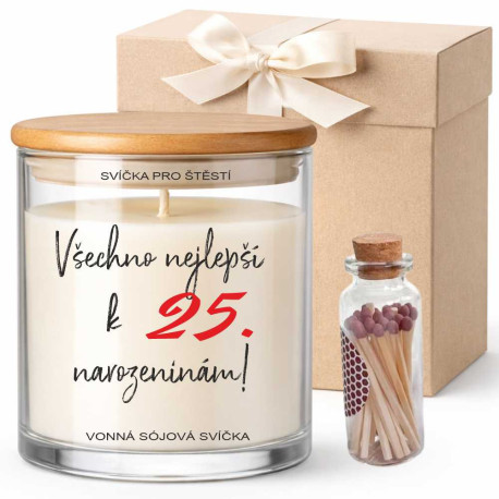 Vonná svíčka k 25 narozeninám s přáním