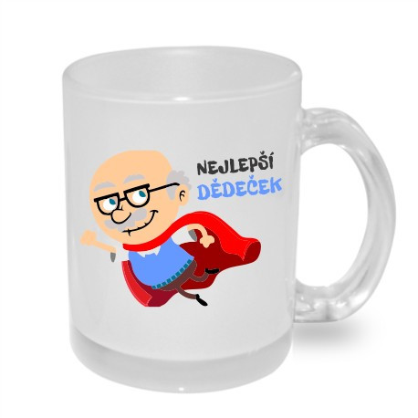 Hrnek nejlepší dědeček v karikatuře.