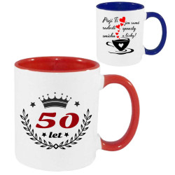 Hrnek k 50. narozeninám - Přeji ti jen samé radosti s korunkou