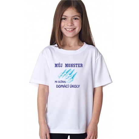 Dětské tričko Můj MONSTER mi sežral domácí úkoly v barvách, dárek pro holky