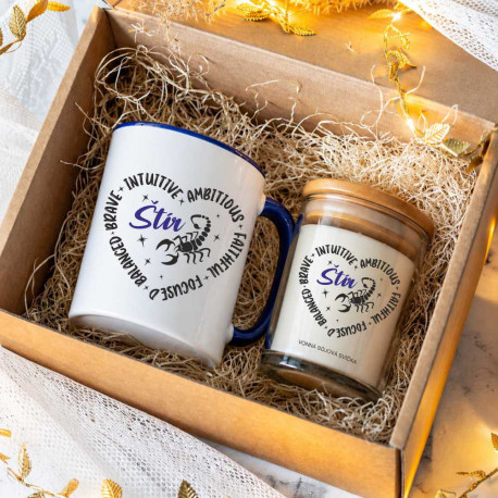 Dárkovy balíček pro znamení Štír - svíčka a hrneček