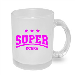 Dárek pro dceru. Hrníček s nápisem Super dcera a růžovými hvězdami