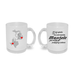 Hrnek - Ať už spolu nebo na mile daleko manžele jsou navždy propojeni srdcem