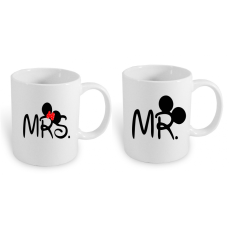 Sada 2 hrnků pro páry Mr. a Mrs. Mickey