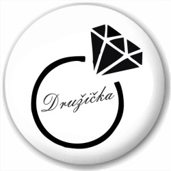 Kulatá placka s potiskem Družička, pro družičku nevěsty