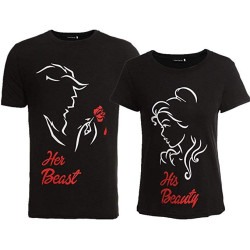 Trička pro páry Her Beast s růží / His Beauty.