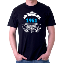 Dárek k 71 narozeninám. Pánské tričko s potiskem 1951 narození legendy.