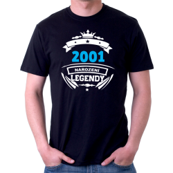 Pánské triko 2001 narození legendy. Dárek k 21 narozeninám.