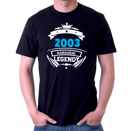 Pánské triko 2003 narození legendy. Dárek k 19 narozeninám.