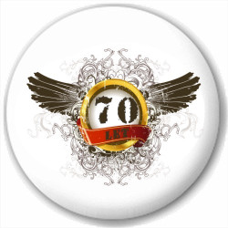 Kulatá placka s potiskem 70 let