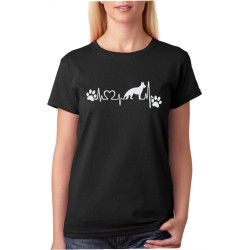 Psí křivka s tlapkami - dámské triko