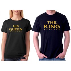 Výprodej - His Queen se zlatým potiskem - Dámské párové tričko