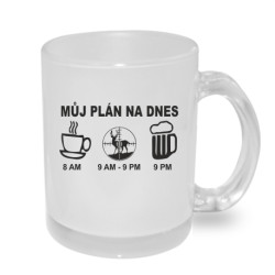 Hrnek Můj plán na dnes, káva, lov a pivo.