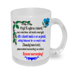 Hrnek s přáním k narozeninám - Přeji ti výhru v loterii.