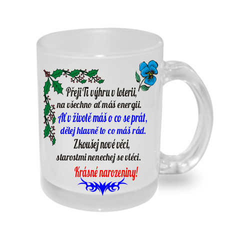 Hrnek s přáním k narozeninám - Přeji ti výhru v loterii.
