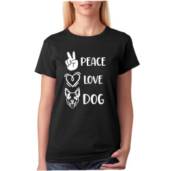 Dámské tričko - Peace, love, dog - pro milovnice pejsku